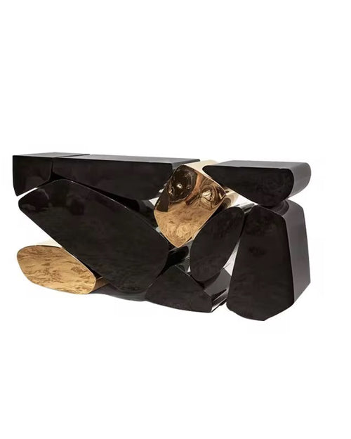 The Takai Luxury Console is one of the most visually striking modern consoles available in India, designed for homes that appreciate high-end craftsmanship and sculptural furniture design. With its high-gloss black finish, polished gold panels, and Stonehenge-inspired silhouette, this console is ideal for anyone searching for:

luxury entryway console,

modern black and gold console table,

designer console table India,

premium sculptural furniture,

ultra-luxury home décor pieces,

high-end modern console