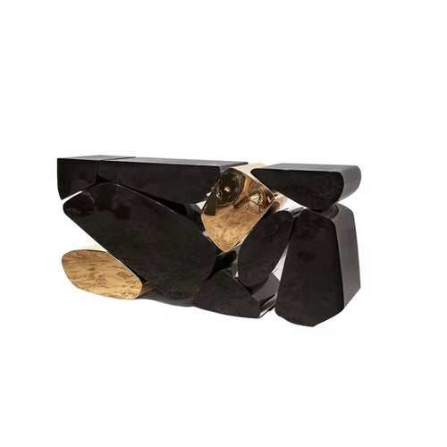 The Takai Luxury Console is one of the most visually striking modern consoles available in India, designed for homes that appreciate high-end craftsmanship and sculptural furniture design. With its high-gloss black finish, polished gold panels, and Stonehenge-inspired silhouette, this console is ideal for anyone searching for:

luxury entryway console,

modern black and gold console table,

designer console table India,

premium sculptural furniture,

ultra-luxury home décor pieces,

high-end modern console