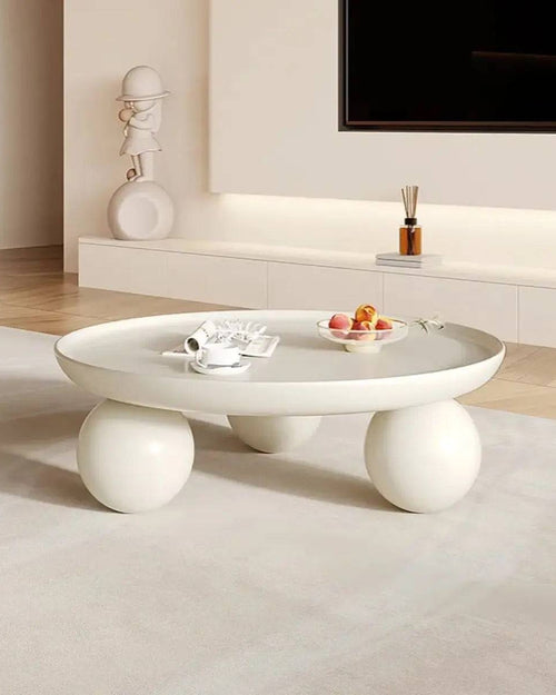 Elegant white ball-legged coffee table