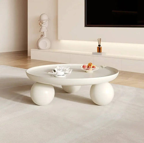 Elegant white ball-legged coffee table