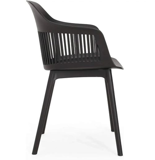 Black Toit chair with armrests shown from a side angle