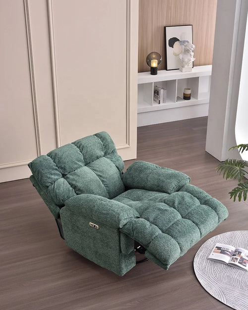 Elegant lounge with minimalist Suzuka recliner chair in Granny Smith tones