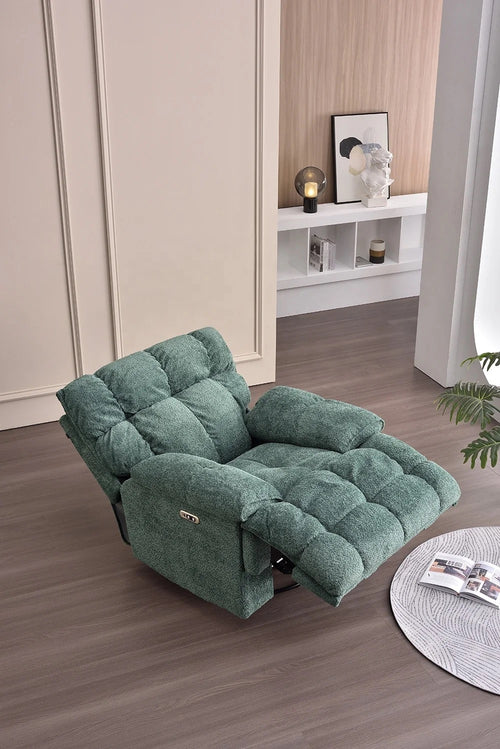 Elegant lounge with minimalist Suzuka recliner chair in Granny Smith tones