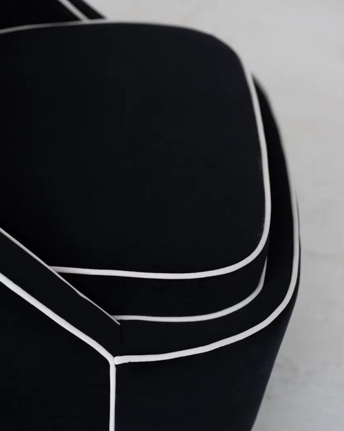 close view of black armchair 