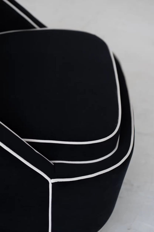 close view of black armchair 