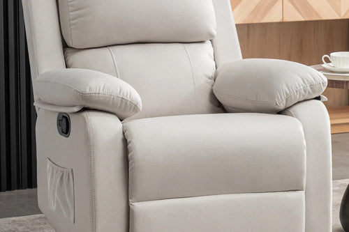 UNO minimalist recliner chair in neutral fabric tones