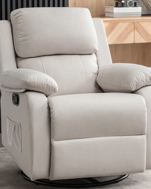 UNO minimalist recliner chair in neutral fabric tones