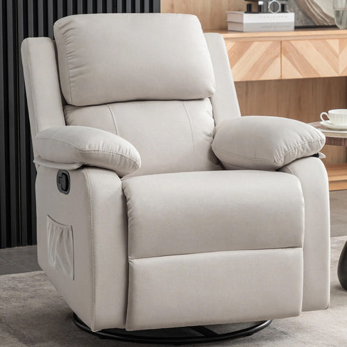 UNO minimalist recliner chair in neutral fabric tones
