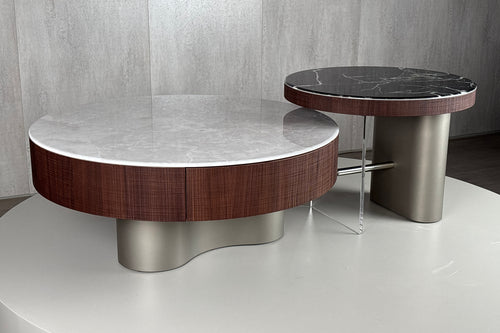 Bring home the Wade Luxury Coffee Table, a masterpiece that blends contemporary design with timeless materials. The combination of marble, embossed veneer, PU-coated base, and glass sets this centrepiece apart as a premium furniture highlight for any luxury living room. Designed for modern Indian homes seeking high-end furniture online, Wade elevates the space with its artistic structure, storage convenience, and premium craftsmanship.
