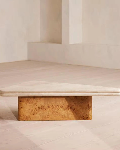 Waffle luxury marble and burl table