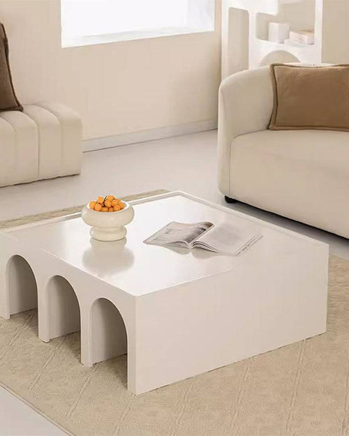 Noreme white coffee table with arch design 