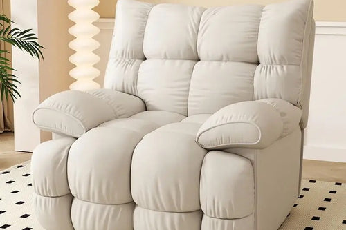 Suzuka recliner chair with Japanese minimalist design in White fabric