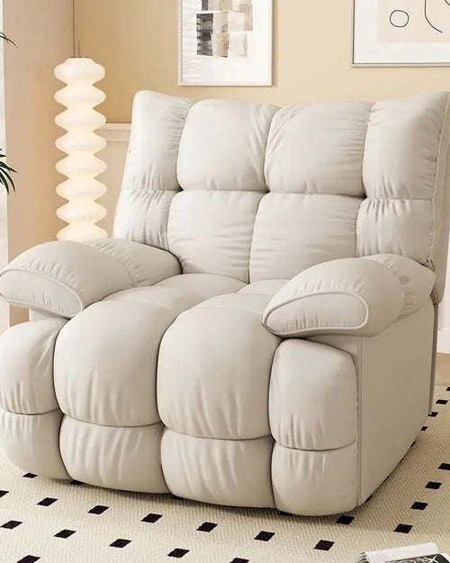 Suzuka recliner chair with Japanese minimalist design in White fabric