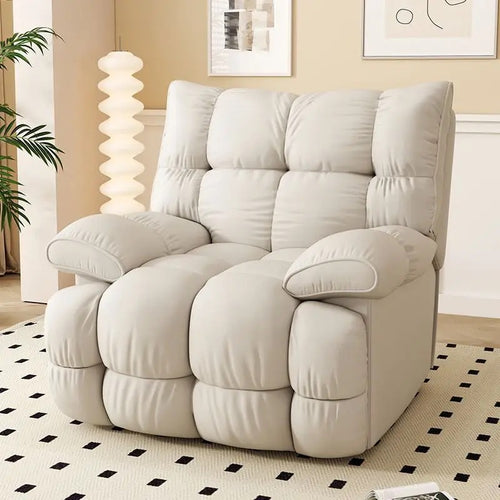 Suzuka recliner chair with Japanese minimalist design in White fabric