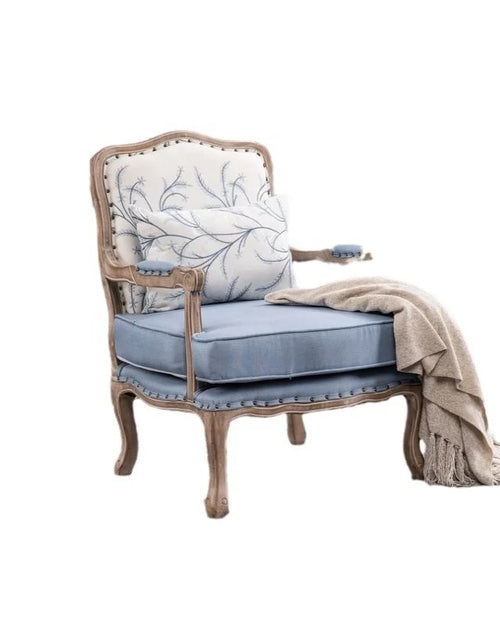 Willow Chair in blue with carved white ash frame