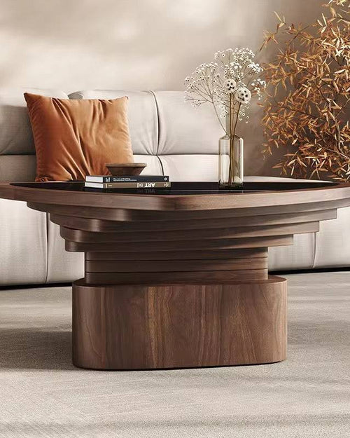 Side profile of wooden coffee table