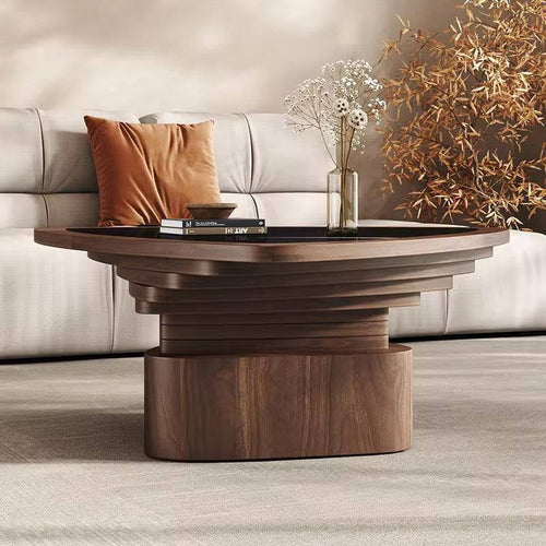 Side profile of wooden coffee table