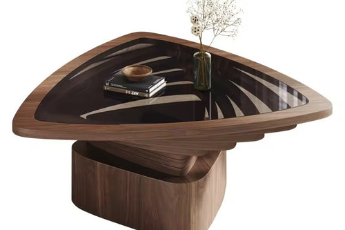 Wooden coffee table with a glass top 