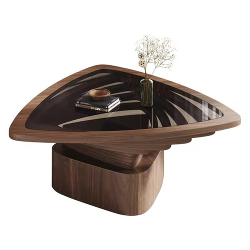 Wooden coffee table with a glass top 