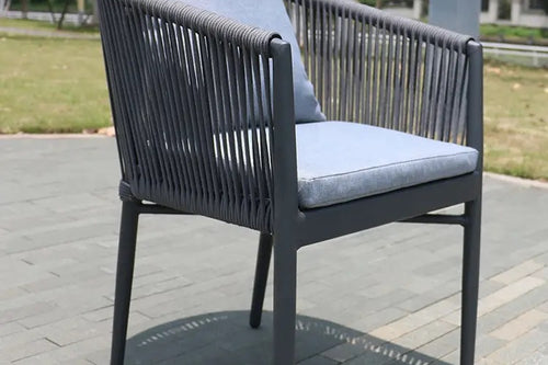 Yulo Wicker chair with a gray aluminum frame