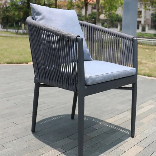 Yulo Wicker chair with a gray aluminum frame