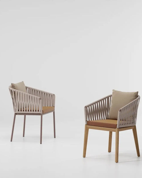 Yuno Wicker dining chairs in outdoor patio