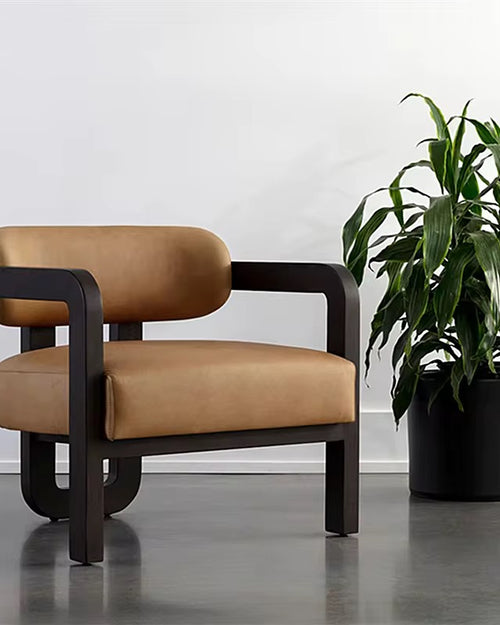 Discover the Zaira Luxury Accent Chair, crafted with a solid teak wood frame in dark walnut finish. A designer accent chair for modern luxury interiors.