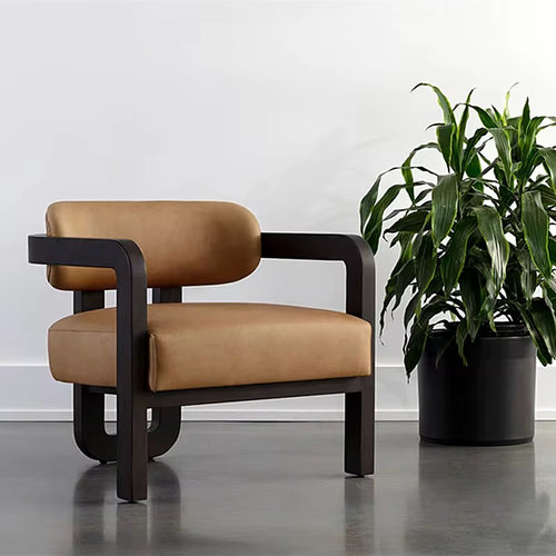 Discover the Zaira Luxury Accent Chair, crafted with a solid teak wood frame in dark walnut finish. A designer accent chair for modern luxury interiors.