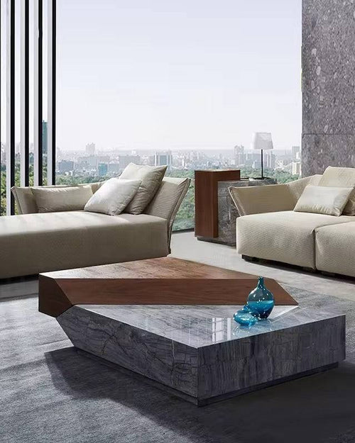 Modern Zenith marble wood coffee table