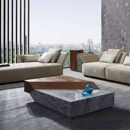 Modern Zenith marble wood coffee table