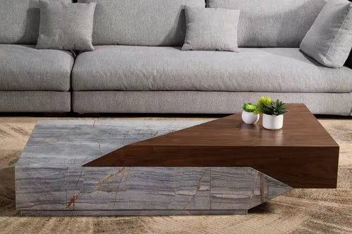Bold marble‑wood Zenith center coffee table