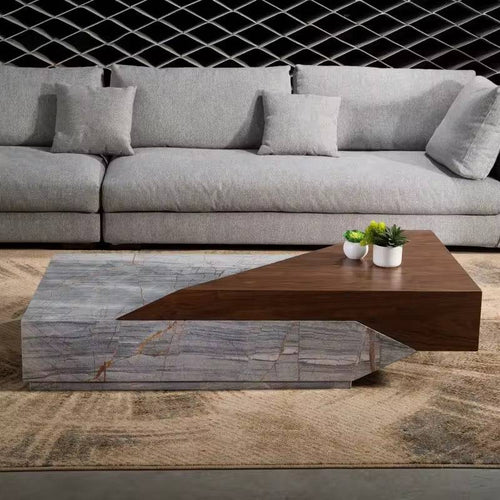 Bold marble‑wood Zenith center coffee table
