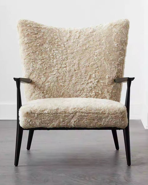 Zephyr wingback accent chair with black wooden legs