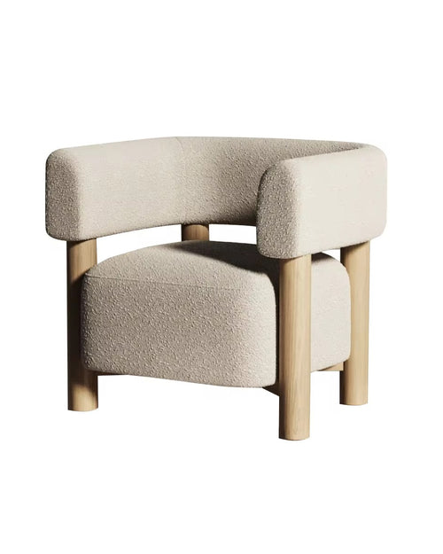 Beige luxury armchair with wooden legs
