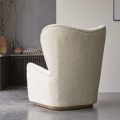 Back view of white textured armchair