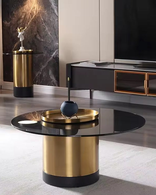 Stylish black and gold coffee table.