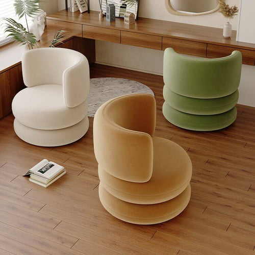 Tri-colour Maltoni velvet chairs with curved design
