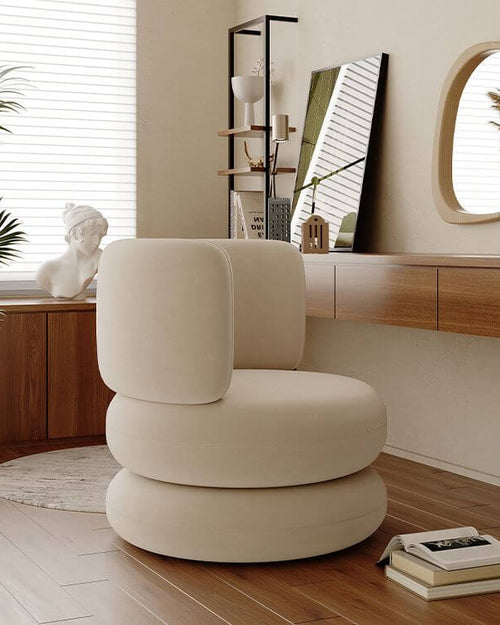 White sculptural plush velvet seating