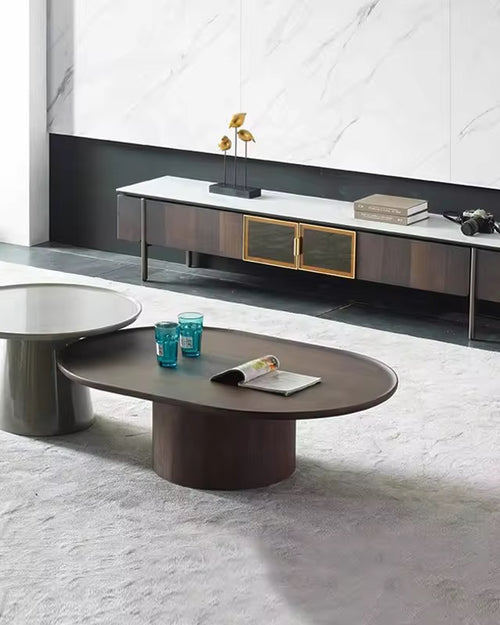 Modern teak coffee table set in living room