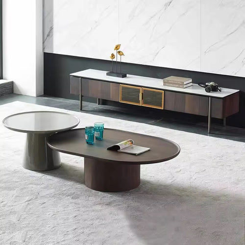 Modern teak coffee table set in living room