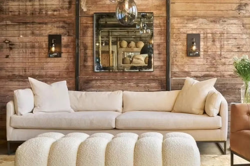 Front view of beige mirage bench