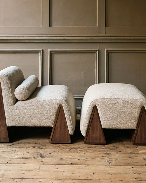 Pair of Ophelia sculptural chairs with solid wood bases