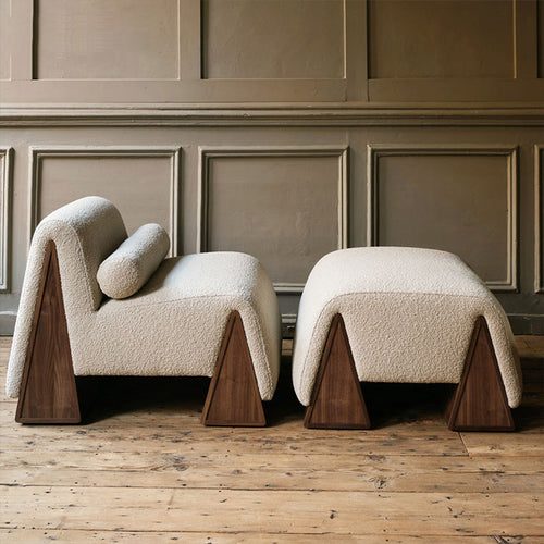 Pair of Ophelia sculptural chairs with solid wood bases