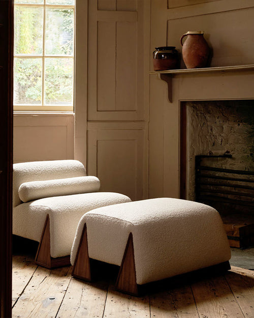 ophelia chair and ottoman side view