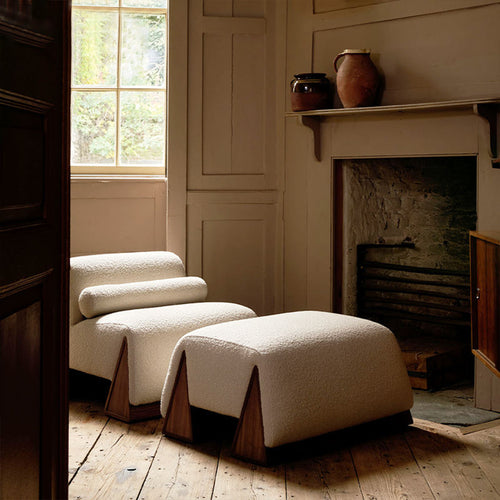 ophelia chair and ottoman side view