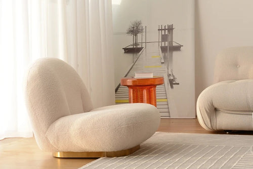 Beige Teddy chair with low seating and 360 base