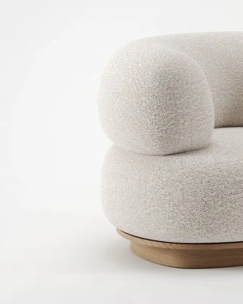 Close-up of a Wafer Chair with wood base