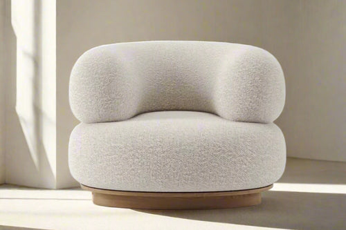 Modern beige wafer chair with wooden base 