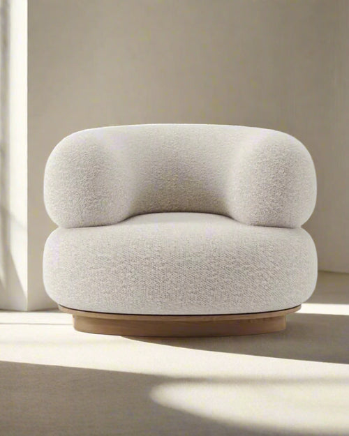 Modern beige wafer chair with wooden base 
