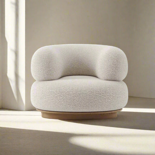 Modern beige wafer chair with wooden base 